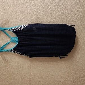 NEW ZeroXposur Aqua and Black-Blue Activewear Swim Suit Top